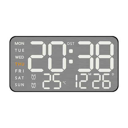 Electronic Wall Clock Temperature Humidity Display Metal Brushed Multifunctional Wall Clock Digital LED Electronic Alarm Clock