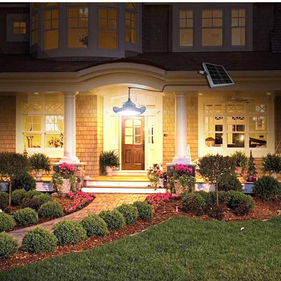 Solar Pendant Light Outdoor Indoor Split Remote Timing Dimmable Solar Lamp Foldable Sunlight Garage Garden Solar Shed Light