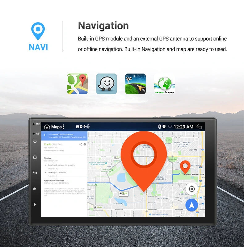 YUEHOO YH-D110-B 7 inch 2Din 360 Camera Android 12.0 Car Stereo Radio MP5 Player 2.5D IPS Screen 8 Core GPS DSP WIFI BT5.0