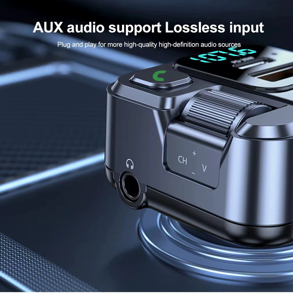 Car bluetooth Receiver USB PD30W Fast Charging Digital Display Car Mobile Phone Adapter FM Transmiter with LED Display