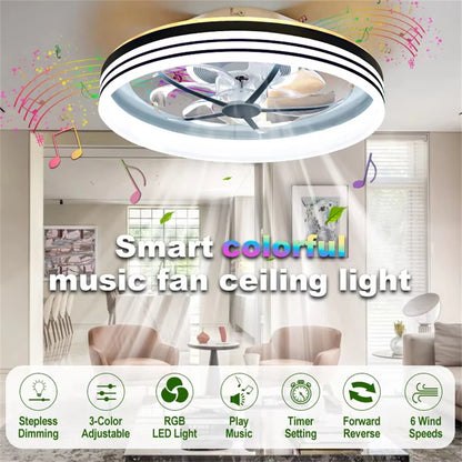 [EU Direct] Elfeland 50CM 93W LED Smart Ceiling Fan Light With 6 Wind Speeds Dimmable CCT 2700K~6500K Music Sync RGB Music Ceiling Lamp Fan APP & Remote Control