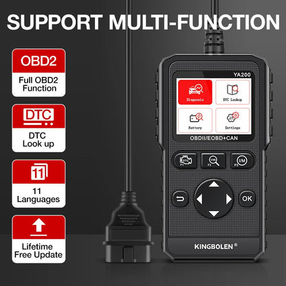KINGBOLEN YA200 Car Engine Diagnostic Tool Professional Check Engine Light OBD2 Scanner Diagnostic Machine For All Cars Engine DTC