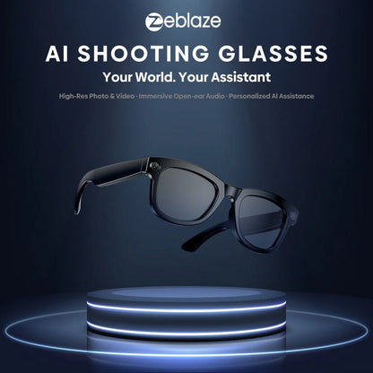 [World Premiere]Zeblaze Eyewear AI Smart Shooting Glasses 5MP 1080P Camera ChatGPT-4o Enpowered Open-Ear Speakers 32GB Storage 14H Battery Life Multi-language Supported IPX4 Hands-Free Audio Smart Glasses