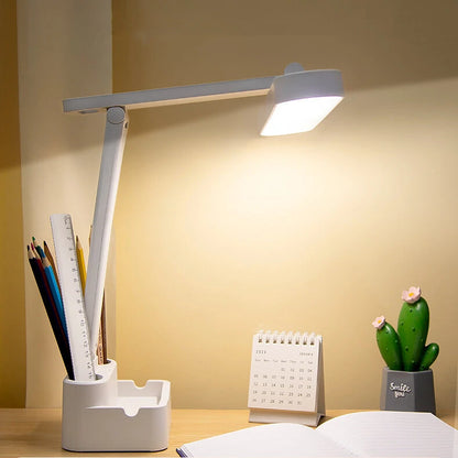 USB Charging LED Desk Lamp 3 Color Temperatures Brightness Adjustable Bedside Reading Pen Holder Table Lamp for Student dormitory