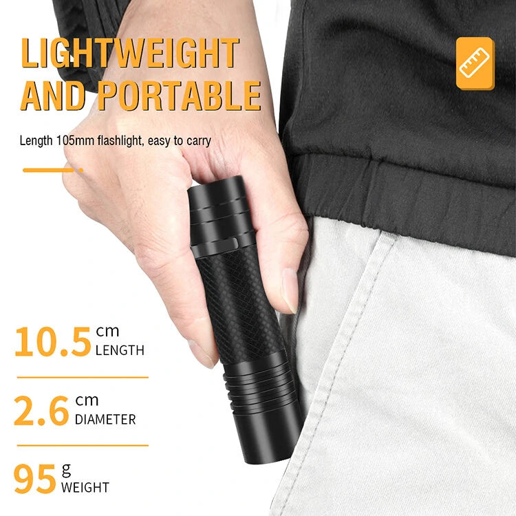 V8 800LM Strong Light EDC Portable LED Flashlight USB Rechargeable Built-in 18650 Battery Mini Torch Outdoor Emergency Light