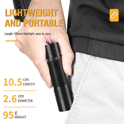V8 800LM Strong Light EDC Portable LED Flashlight USB Rechargeable Built-in 18650 Battery Mini Torch Outdoor Emergency Light