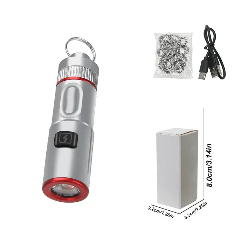 COB LED Lights Keychain Emergency Light Outdoor Portable Mini Flashlight Keychain Pocket-sized Torch Mini Flashlight
