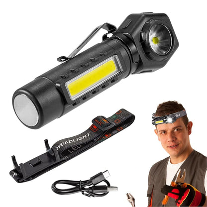 BIKIGHT LED COB Dual Light 2 in 1 Headlamp Flashlight,1800mAh Type-C Rechargeable Magnetic Work Lights 5 Modes Portable Working Flash Light