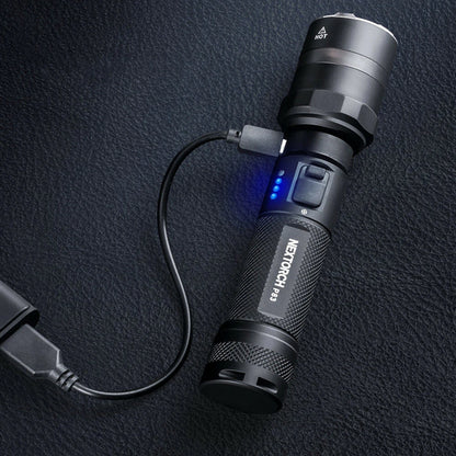 NEXTORCH P83 1300LM Strong Light Rechargeable LED Flashlight Red And Blue Glitter Outdoor Tactics Super Bright Portable Security Patrol Torch