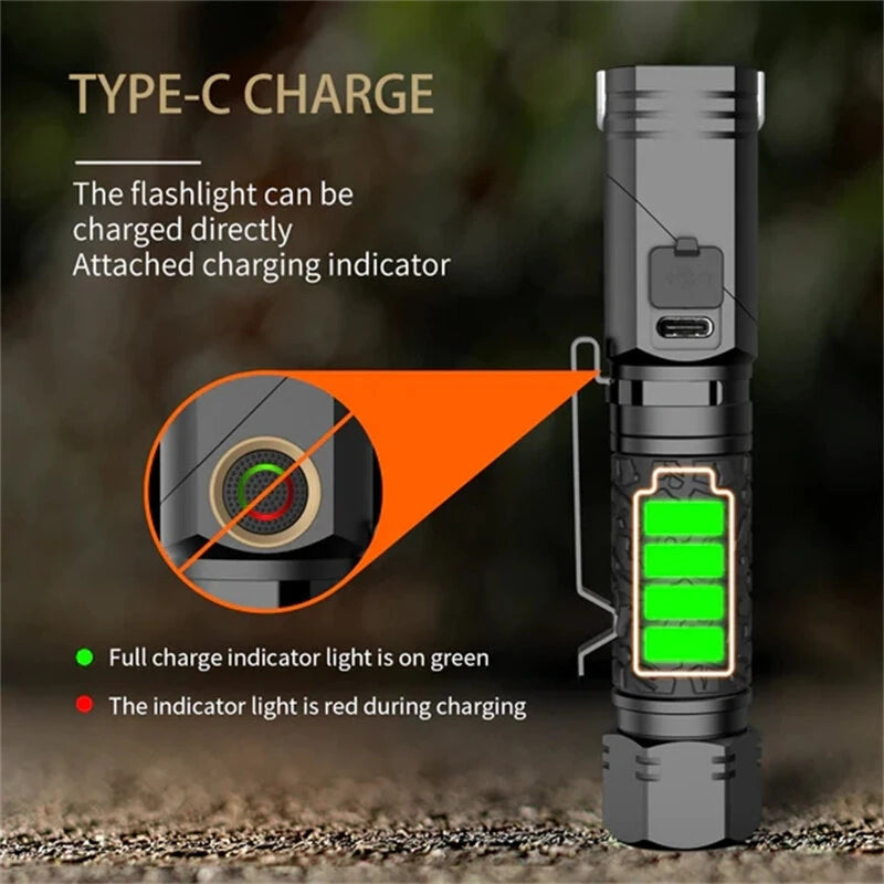 NICRON L71 1500 Lunmens Tactical Flshlights Come with Battery 90 Degree L-shape Working Light Type-C Rechargeable Magnetic Torch, IP65 Waterproof for Outdoor Camping Emergency