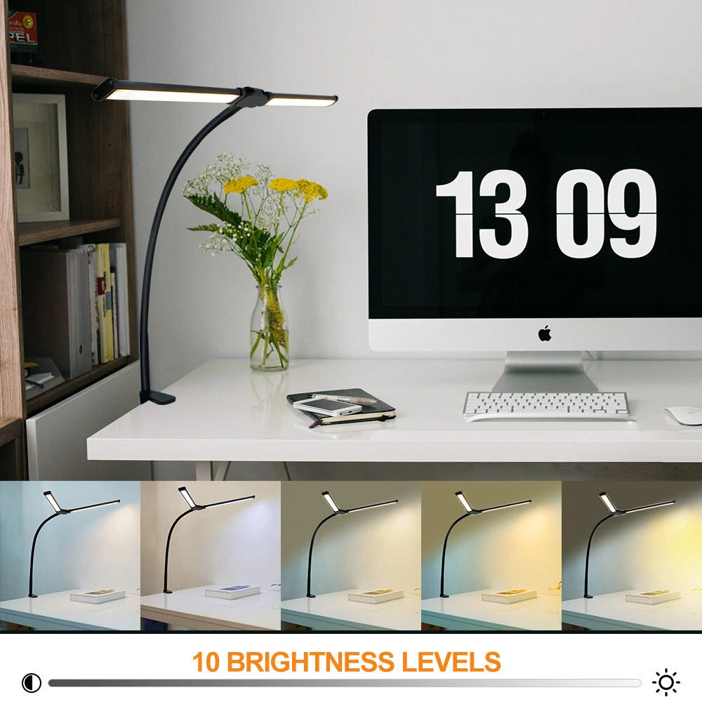 LED Desk Lamp 10 Brightness Levels Dimmable 3 Color Temperatures Eye Protection Study Work Reading Lamp Eye-friendly Computer Monitor Table Night Light