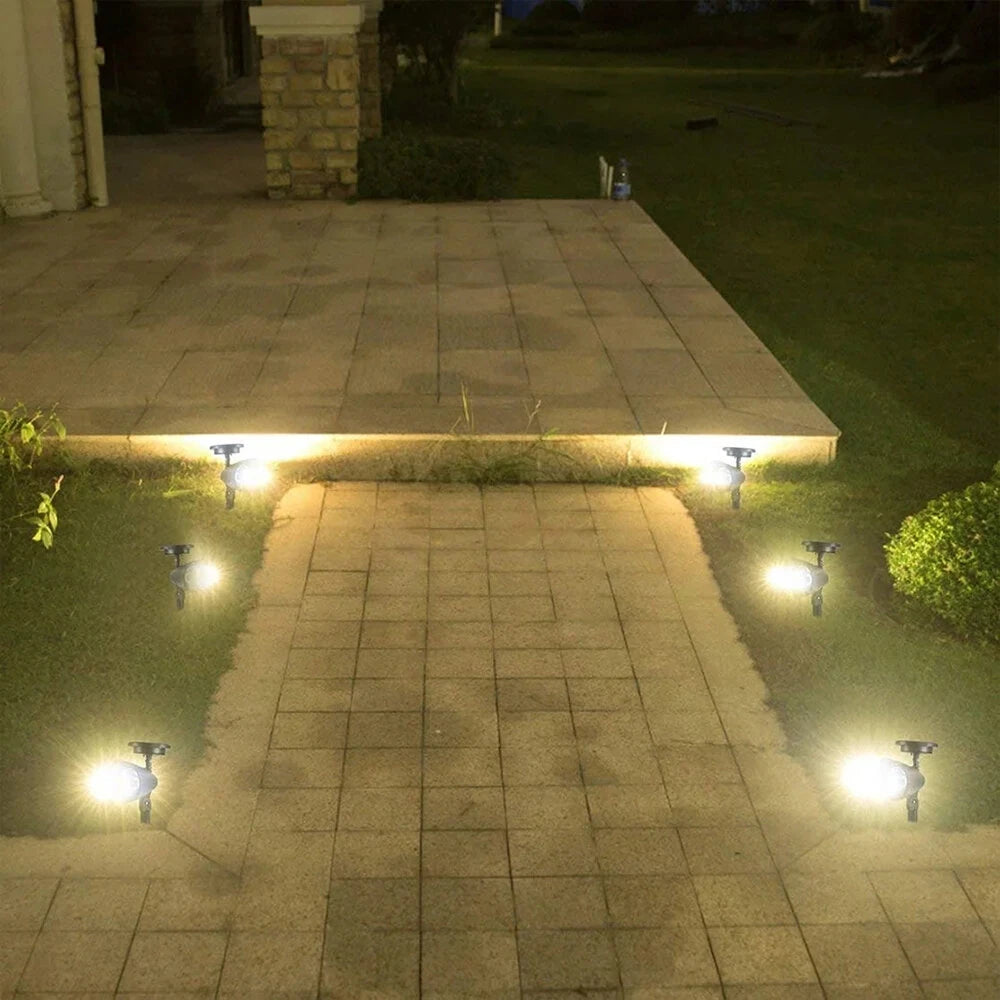 2pcs 4LED Spotlight Lawn Solar Spotlight 600mAh Lithium Battery Outdoor Solar Power Lamp with Automatic On Off Sensor Waterproof Garden Lamp
