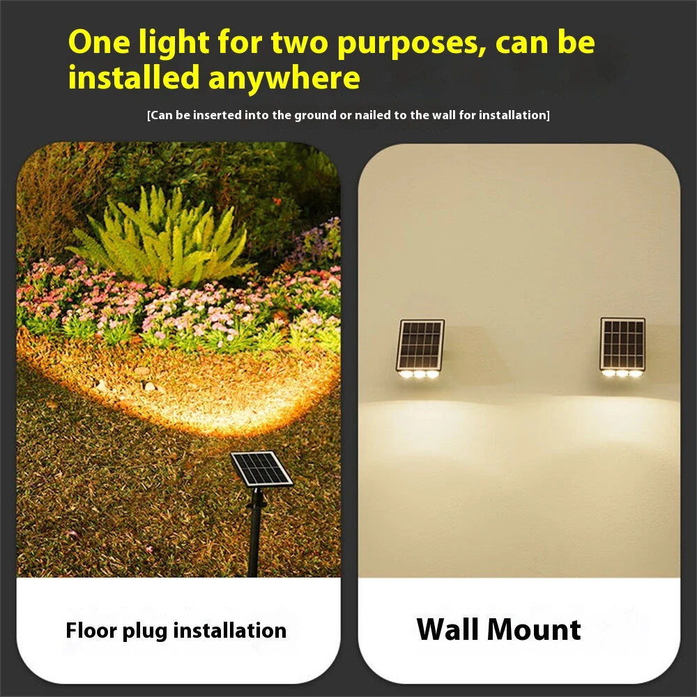 Elfeland Solar Powered LED Lawn Light Spotlight Wall Mounted & In-Ground IP65 Waterproof Outdoor Pathway Light Landscape Lighting