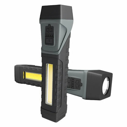 LED+COB Flashlight with Pen Clip Holder Rotatable Tail Flashlight with Magnet Strong Light Flashlight Working Light