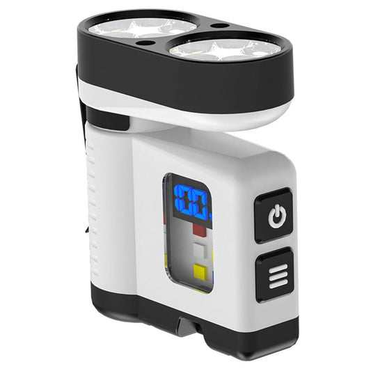 10*LED Strong Light Portable Keychain Flashlight Multi-Functional Magnetic Mini Clip Light USB Rechargeable Digital Display Waterproof Outdoor Red & Blue Warning Work Lamp Signal Camping EDC Tools