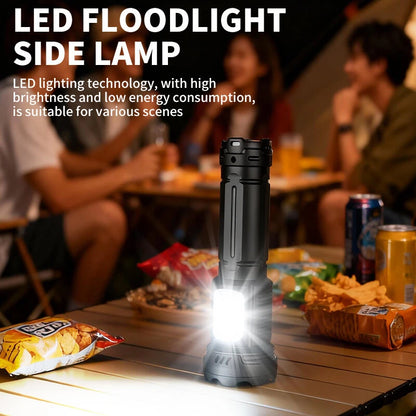 CY-016 Outdoors Digital Display Strong Flashlight with Side Lamp Versatile Light Output Type-C Rechargeable IPX4 Waterproof for Outdoor Emergency