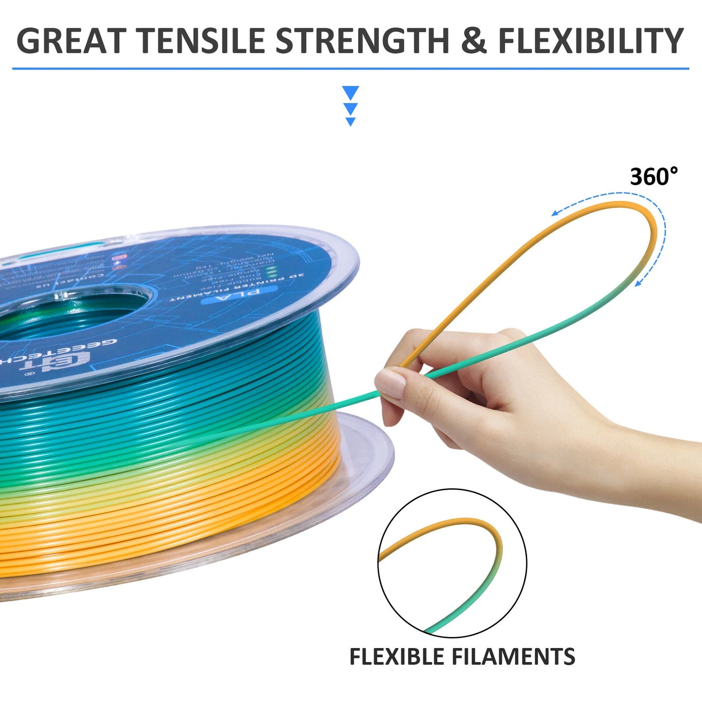 Geeetech PLA 3D Printing Filament Transparent/Gradient/Green 1KG 1.75mm for 3D Printing