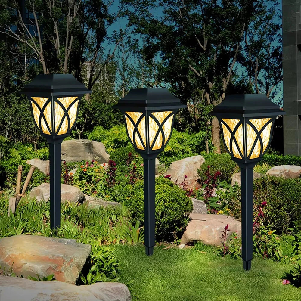 2pcs LED Solar Lawn Lights Outdoor Waterproof Garden Decoration Lamp For Walkway Path Villa Yard Driveway
