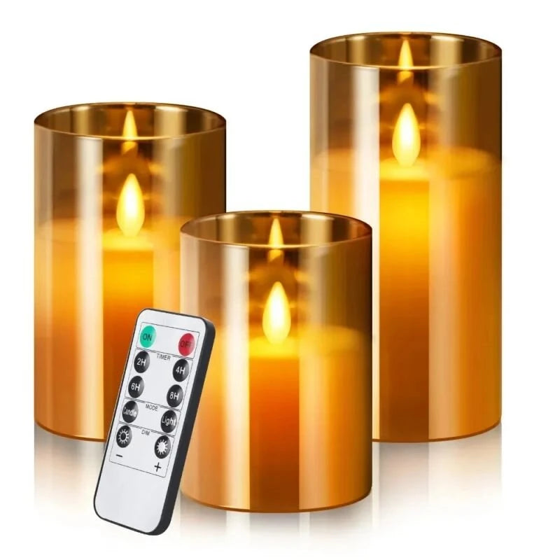 3Pack LED Battery Operated Decorative Light Remote Control Flameless Candles for Bedroom and Party