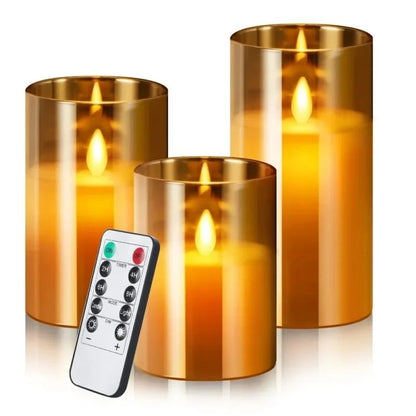 3Pack LED Battery Operated Decorative Light Remote Control Flameless Candles for Bedroom and Party