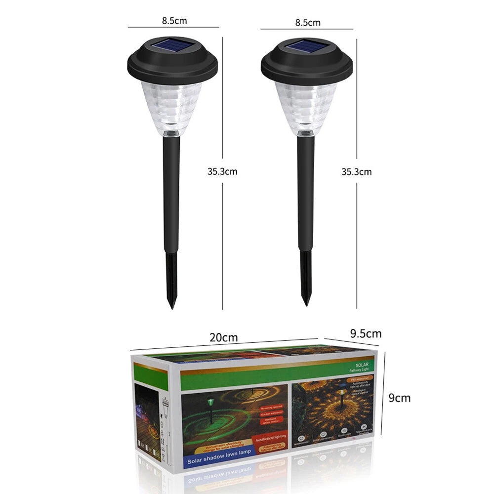 Elfeland 2Pcs Solar Garden Lights Outdoor Lawn Lamps with White/Warm White/RGB Options Auto On/Off Waterproof for Yard Pathway Decor