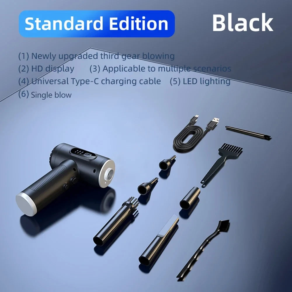 Handheld Portable Digital Dust Blower 50000rpm Blowing And Suction Integrated Air Pumping Vacuum Cordless Dust Blower with LED Light