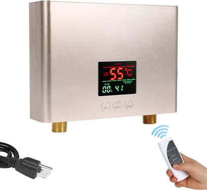 NovuLife Instant with Remote Control Water Heater Wall Mounted Electric Hot Water Heater Thermostat Fast Heating Kitchen Bathroom Shower
