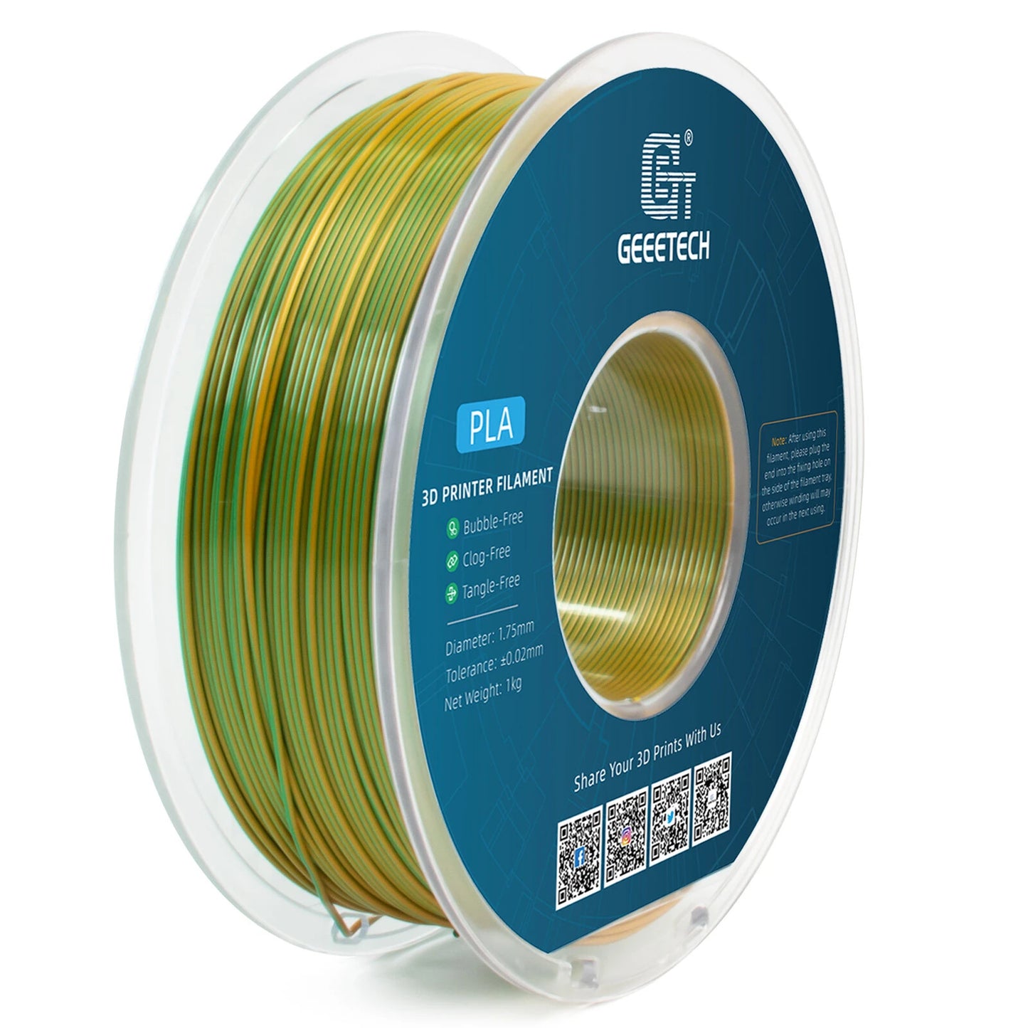 [EU/UK Direct]Geeetech Silk PLA 3D Printer Filament 1.75mm 1kg Dual Colors No Clogs No Bubbles High Gloss Wide Compatibility