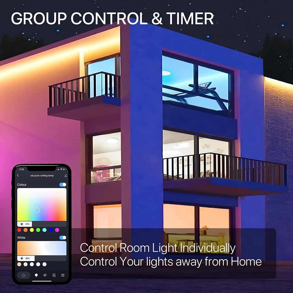 36W 40cm Smart LED Ceiling Light Dimmable 2700K~6500K With RGB Ambient Light Works with Alexa Google Home for Bedroom Living Room