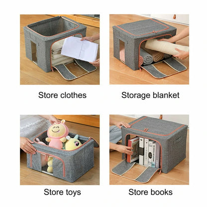 HONEIER 66L Storage Bags Clothes Organizer Storage Containers with Durable Handles Thick Fabric for Clothing Blanket Comforters Bed Sheets Pillows