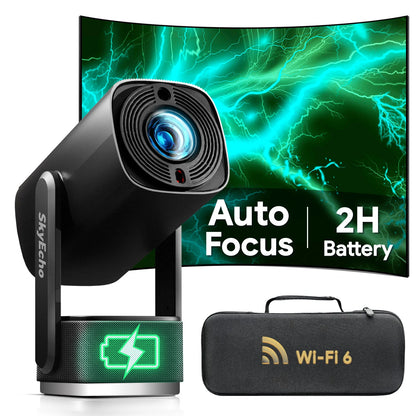 [EU/US Direct] SkyEcho FreeONE-Pro Auto Focus Built-in battery Ceiling Projector Android 1+8G 350 ANSI Lumens 1080P 4K Decoding Supported Built-in 6W Surround Speaker WiFi6 bluetooth 5.2 Home Theater Outdoors Wireless Projectors