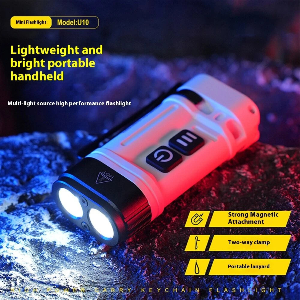 SEEKNITE U10 410LM Aluminum Alloy EDC Keychain Flashlight Built-in 14500 Battery High Power LED Torch USB Rechargeable Portable Magnetic Clip Light