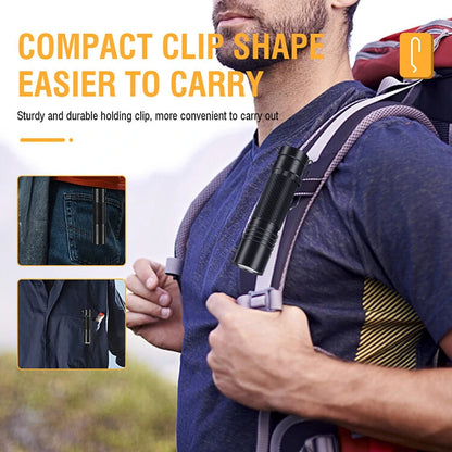 V8 800LM Strong Light EDC Portable LED Flashlight USB Rechargeable Built-in 18650 Battery Mini Torch Outdoor Emergency Light