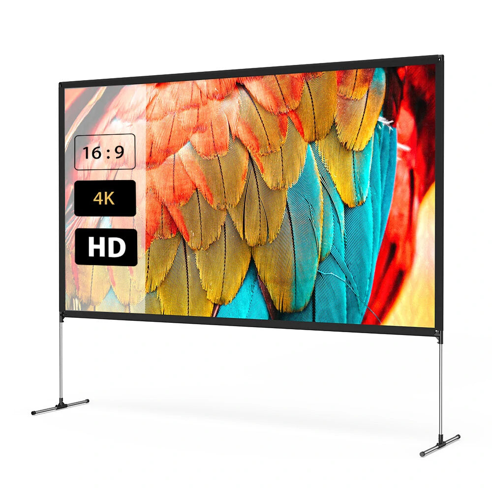 BlitzWolf BW-VS6 80/100/120-Inch Projector Screen with Stable Stand 4K Resolution 16:9 Foldable Anti-Crease Easy Installation Outdoor Movie Screen