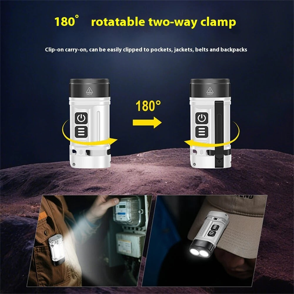 SEEKNITE U10 410LM Aluminum Alloy EDC Keychain Flashlight Built-in 14500 Battery High Power LED Torch USB Rechargeable Portable Magnetic Clip Light