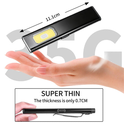 Multi-functional Super Bright LED Mini Flashlight Dual Source USB Rechargeable Work Lamp High Brightness For Camping Hiking Magnetic Back Clip Light for Work Emergency