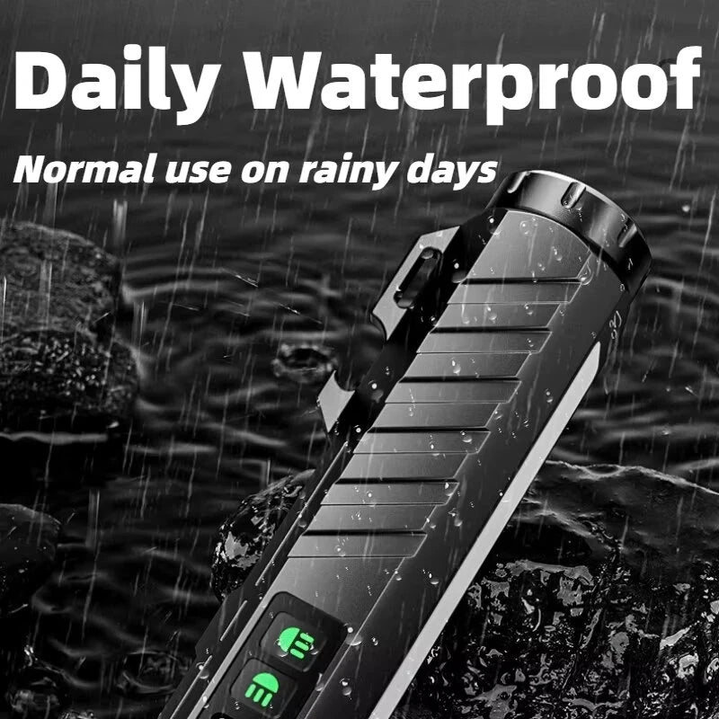 BIKIGHT LY-908 Multifunctional Aluminum Alloy Flashlight with RGB Side Lights Red LEP Pointer 3000mAh Magnetic Tail Type-C Rechargeable Smart Display for Outdoor Camping Emergency Lamps