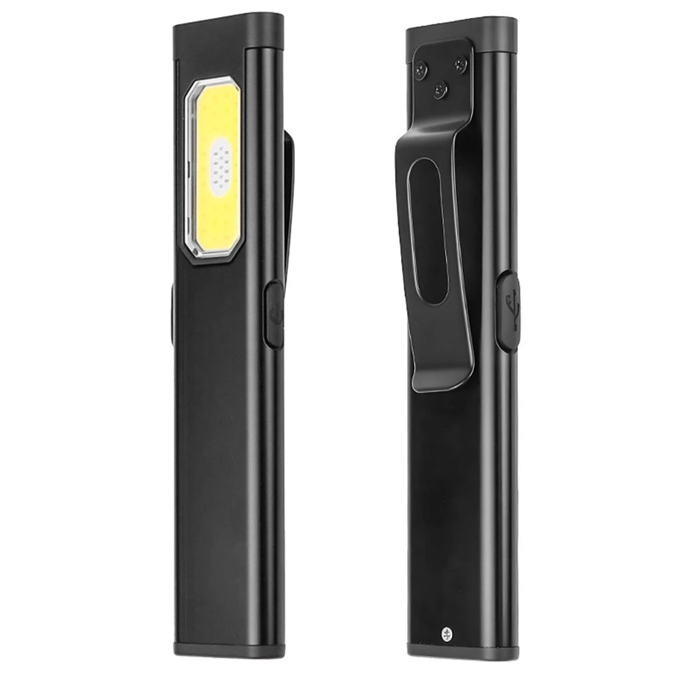 Multi-functional Super Bright LED Mini Flashlight Dual Source USB Rechargeable Work Lamp High Brightness For Camping Hiking Magnetic Back Clip Light for Work Emergency