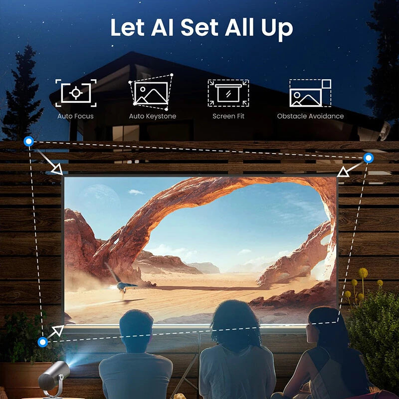 [EU Direct] Dangbei Freedo 1080P LED Portable Projector with Stand Netflix Officially Licensed 450 ISO Lumens Dolby Audio Home TV Theater Support Wi-Fi and bluetooth Auto Focus & Keystone Eye Protection Smart Home Cinema Projector