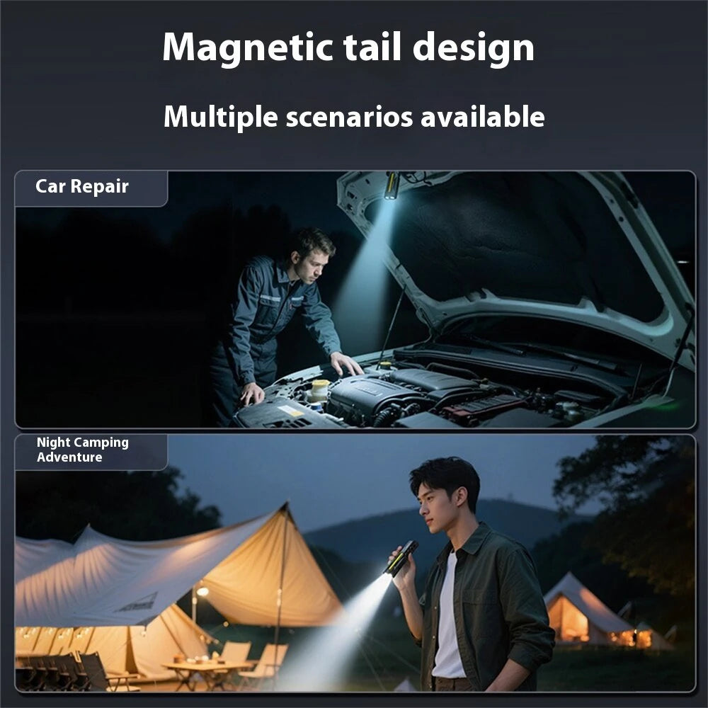 Warsun T9pro 1300LM Ultra-Bright Flashlight EDC Blade Portable Aluminum Alloy Torch with Red Laser & UV Light for Outdoor Lighting