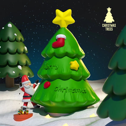 Christmas Tree Style Night Light Holiday Decorations Cute Silicone Lamp Lovely Pat Light Gift for Kids Warm Soft Bedside Home Decoration