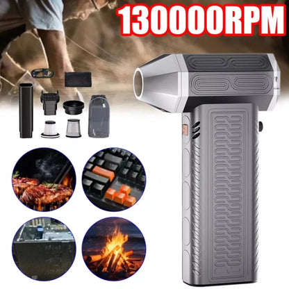 130000RPM  2 In 1 Mini Blower Fan Turbo Jet Fan Brushless Motor Handheld Duct Fan Electric Air Duster Speed Adjustable Cordless Jet Dry Air Blower