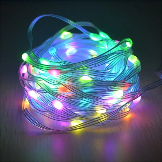 10M 100LED Bluetooth Controlled LED String Lights USB Powered Waterproof RGB Strings for Holiday Event Party Decoration