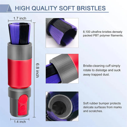 Soft Dusting Brush and Extension Hose for DysonV7 V8 V10 V11 V15 ABS Plastic 63 Inch Vacuum Cleaner Attachment High-Quality Flexible Stretchable Maintenance
