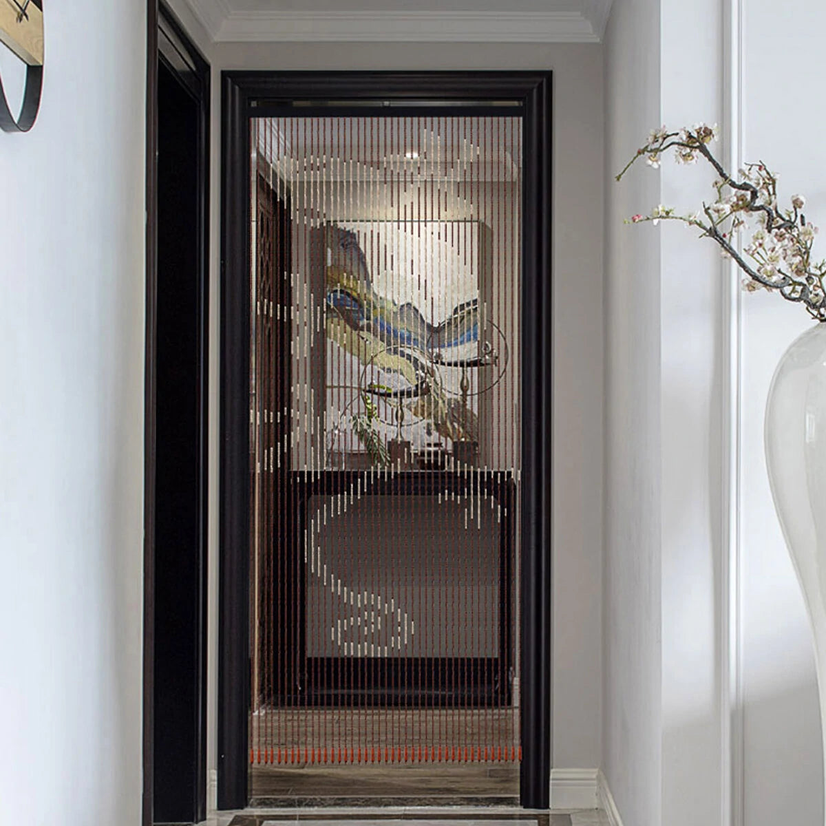 90x195cm 41 Line Wooden Bead Curtain Non-toxic Fly Screen For Porch Bedroom Living Room Bathroom