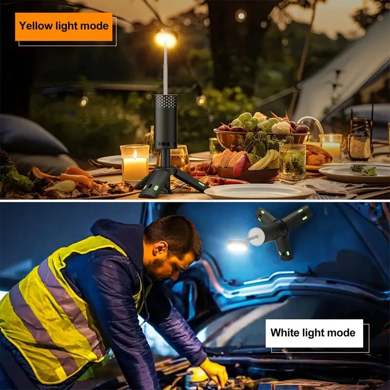 Bikight YL-301 Height Adjustable Telescopic Camping Light 10000mAh USB Rechargeable Portable LED Work Light Magnet Tripod Base Tent Telescopic Camping Lantern