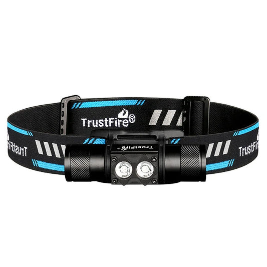 Trustfire H5R 600 Lumens Headlamp 150 Dual Lamp LED USB Rechargeable Headlights 180 Adjustable IP68 Head Torch 18650 Flashlights with Power Indicator for Outdoor Cycling Adventure Fishing