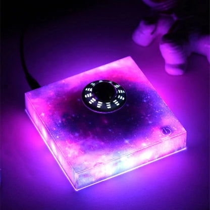 Magnetic Levitating UFO Ambient Lamp with RGB Galaxy Base & Touch Control Floating Rotating Desk Night Light for Home Office