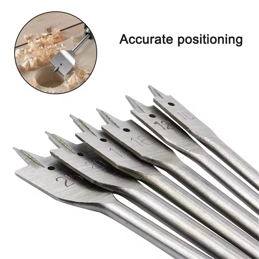 6PCS Three-Pointed Flat Drill Bit Set High Carbon Steel HRC50 Heat Treated Woodworking Tool for Table DC AC Drills