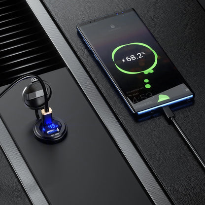 12-24V 63W Metal Car Charger Socket 45W PD + 18W QC3.0 with LED Voltage/Power Display ON/OFF Switch for SUV Motorcycle Truck Boat ATV